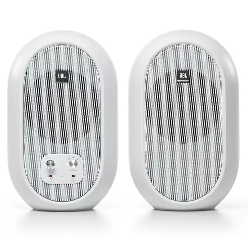 Professional Grade JBL 104-BT 4.5-Inch Compact Active Reference Monitor Speakers with Bluetooth, White (Pair)
