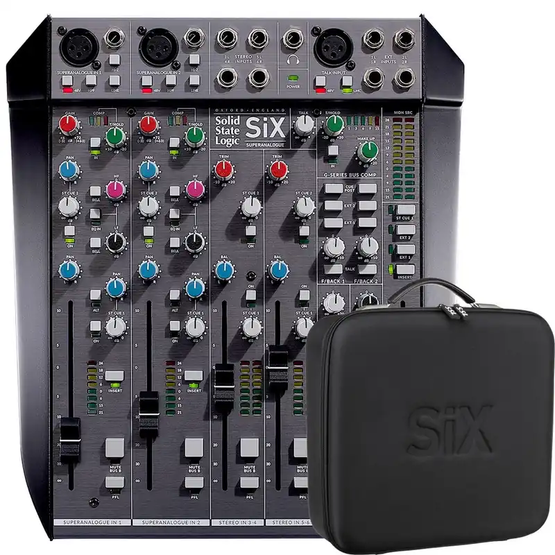 Top Pick Solid State Logic SSL SiX 2-Mono 2-Stereo Input SuperAnalogue Desktop Mixer w/ Case