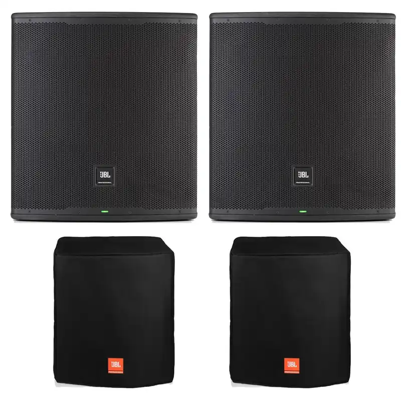 Pair of JBL EON718S 18-Inch 1500-Watt Powered PA Subwoofer w/ Slip On Covers Special Discount