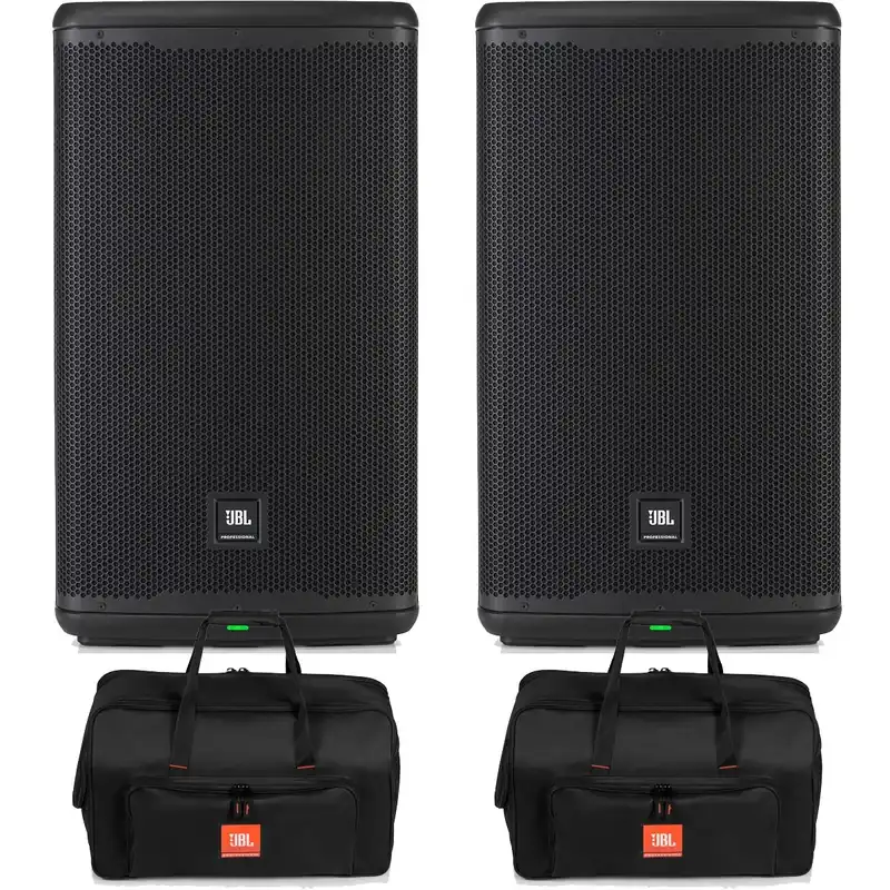 Pair of JBL EON712 12-Inch 1300-Watt Powered PA Speaker w/ Tote Bags Don’t Miss Out