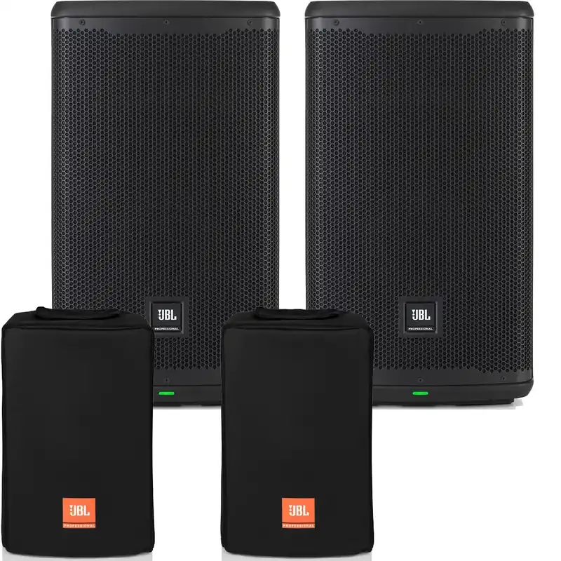 Pair of JBL EON710 10-Inch 1300-Watt Powered PA Speaker w/ Slip On Covers Money Back Guarantee