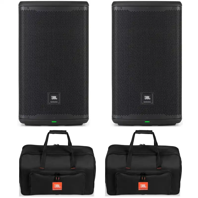 Pair of JBL EON710 10-Inch 1300-Watt Powered PA Speaker w/ Tote Bags Super Sale