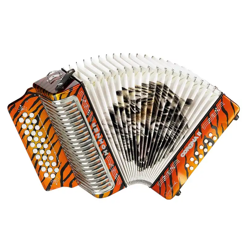 Flash Sale Hohner Corona II Los Tigres Accordion, G/C/F, Pearl Orange