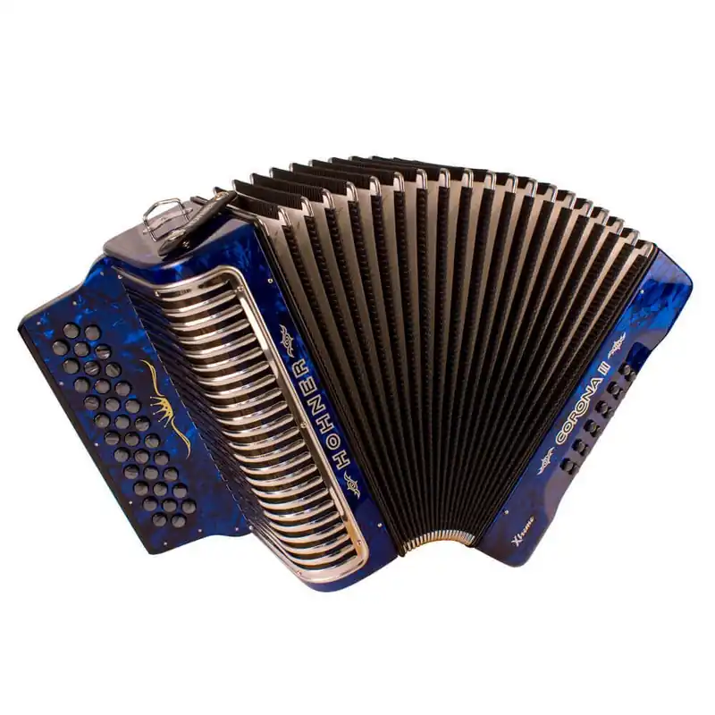 Hohner Corona II Xtreme Accordion, G/C/F, Pearl Dark Blue Worldwide Shipping