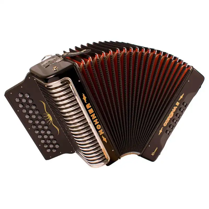 Hohner Corona II Xtreme Accordion, G/C/F, Jet Black Worldwide Shipping