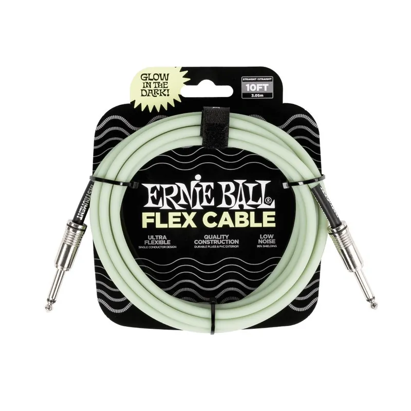 Hassle-Free Returns Ernie Ball P06436 Flex Guitar / Instrument Cable, Straight/Straight, 10-Foot, Glow in the Dark