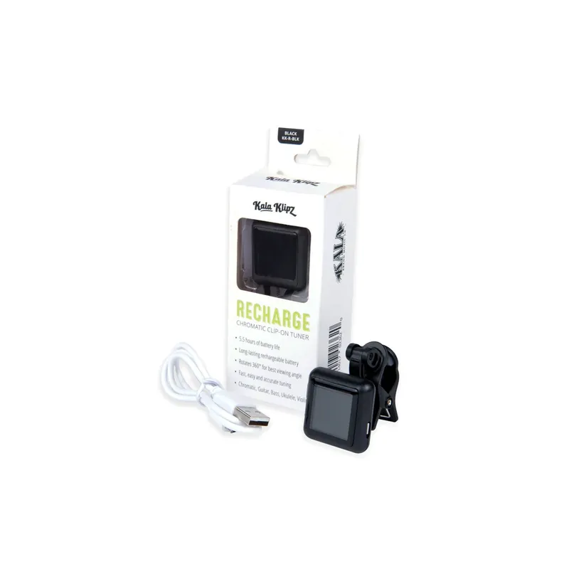 Secure Checkout Kala Klipz Recharge Rechargeable Clip-On Guitar / Bass / Ukulele / Violin Chromatic Tuner, Black