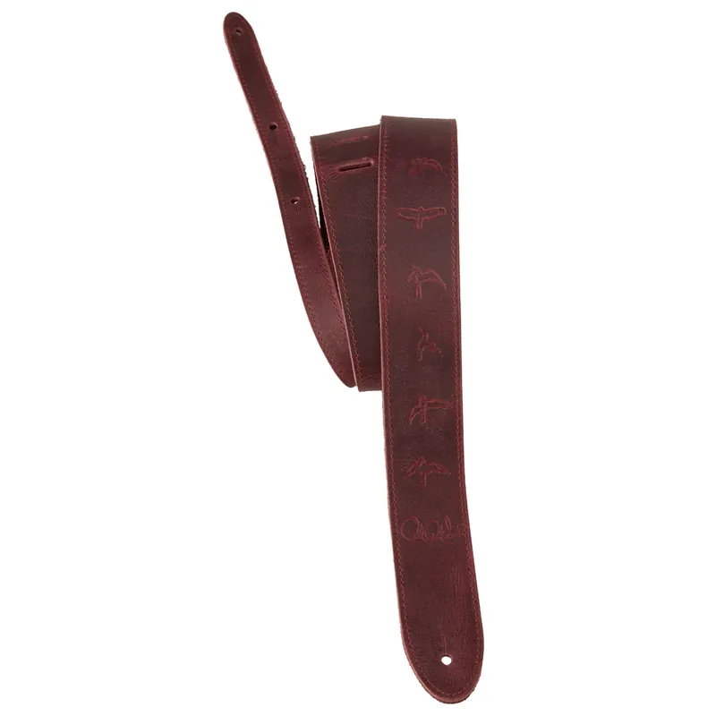 PRS Paul Reed Smith 2Reversible Garment Leather & Suede Guitar Strap, Birds, Oxblood Hot Picks