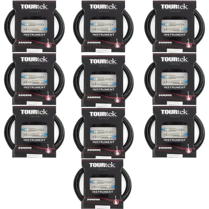 10-Pack of Tourtek TI15 1/4Instrument Cables, 15ft, Straight-Straight Connectors Handmade
