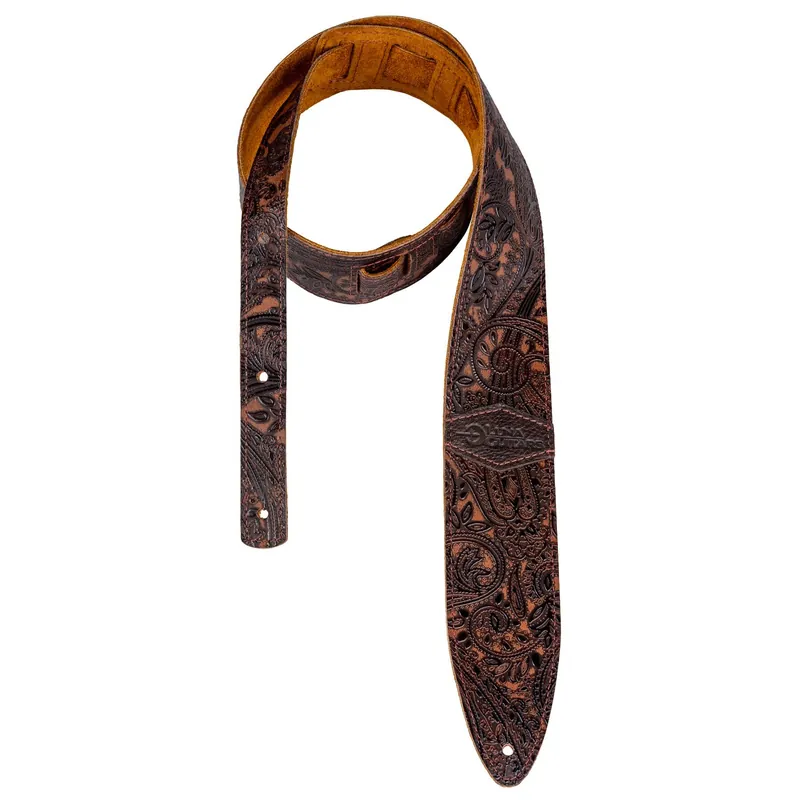 Markdown Luna STRAP LUNA LTH SLDR BR Guitar Strap, Leather, Paisley Brown
