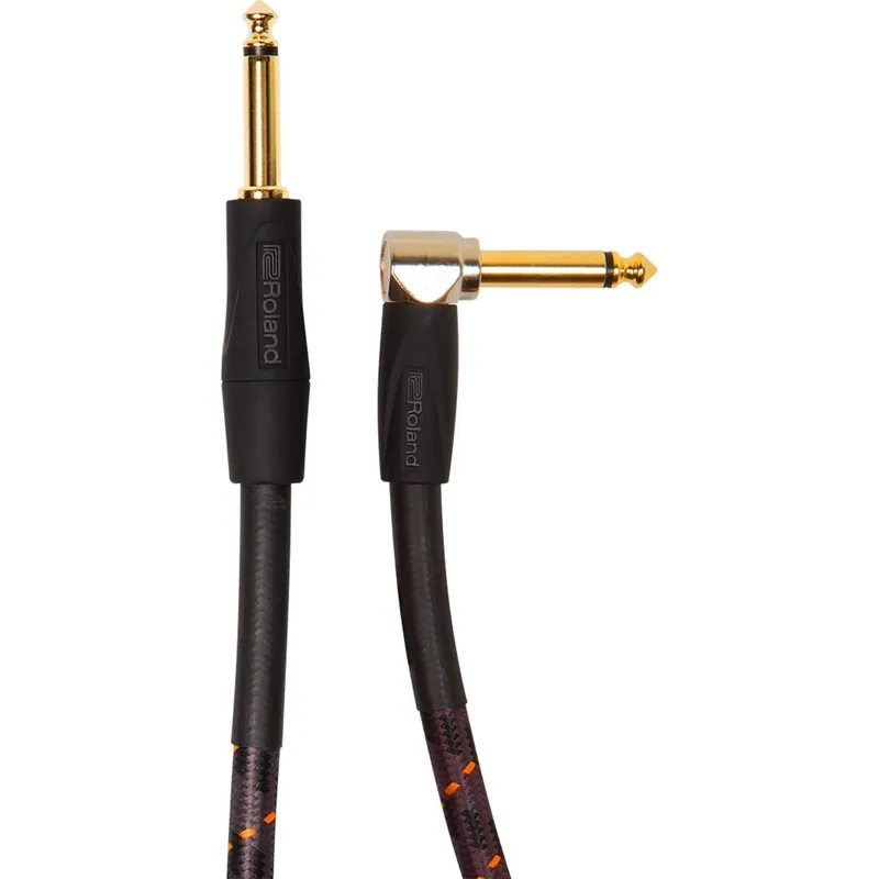 Original Roland RIC-G20A Gold Series 1/4-Inch Instrument Cable, Straight to Right-Angle, 20ft