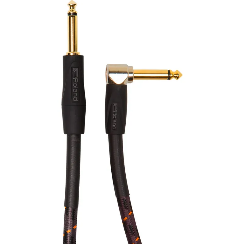 Roland RIC-G10A Gold Series 1/4-Inch Instrument Cable, Straight to Right-Angle, 10ft Clearance