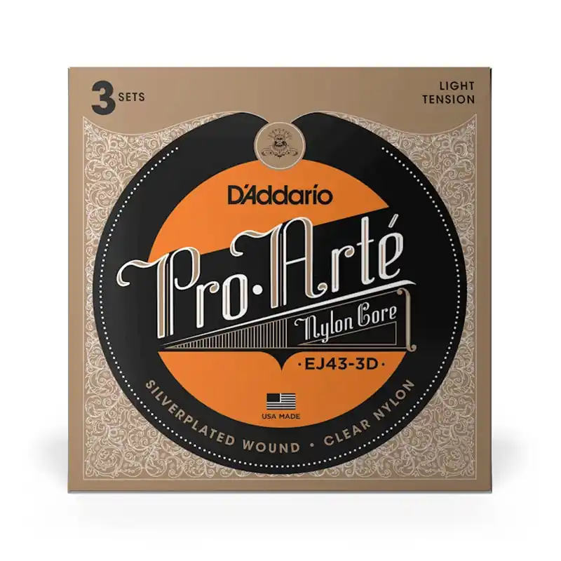 D'Addario EJ43-3D EJ43 3-Pack Pro-Arté Classical Nylon Guitar Strings, Light Tension Viral