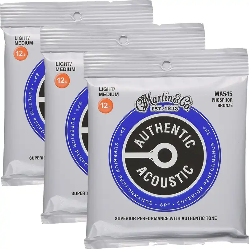 3-Pack Martin MA545 Authentic Acoustic SP 92/8 Phosphor Bronze Guitar Strings, 12.5-55 Weekend Sale