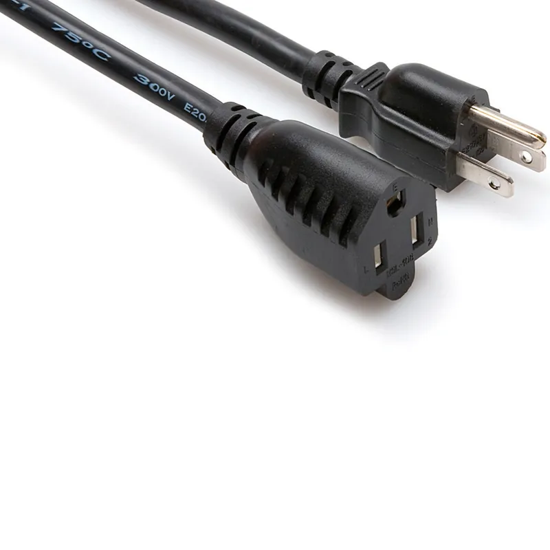 Crafted Hosa PWX-4100 14 AWG Edison Power Extension Cord NEMA 5-15R to NEMA 5-15P, 100ft