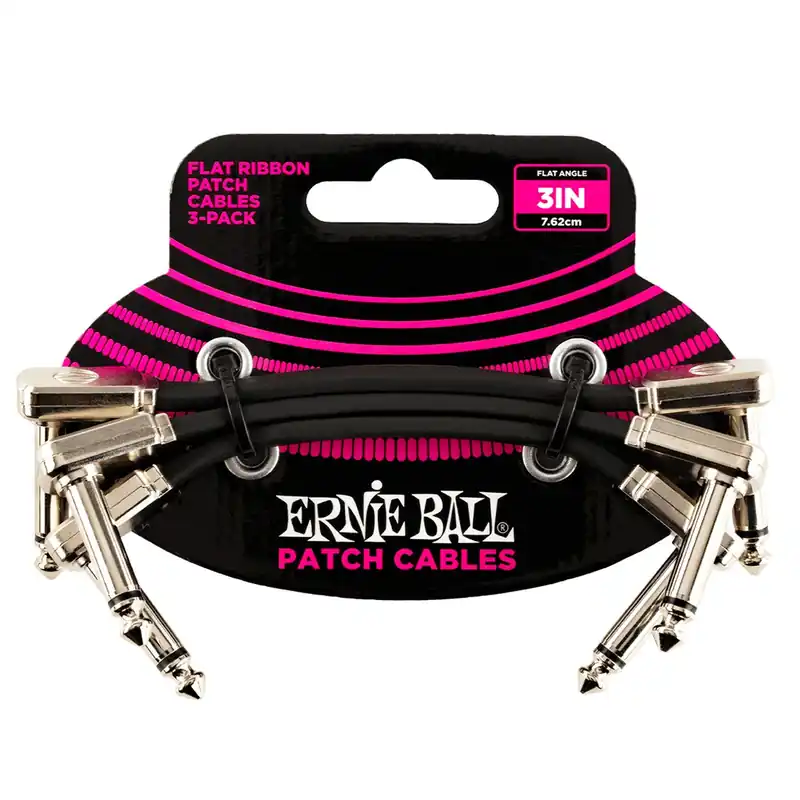 Ernie Ball 6220 3'' Flat Ribbon Guitar Effects Pedal Patch Cable 3-Pack Seasonal Sale