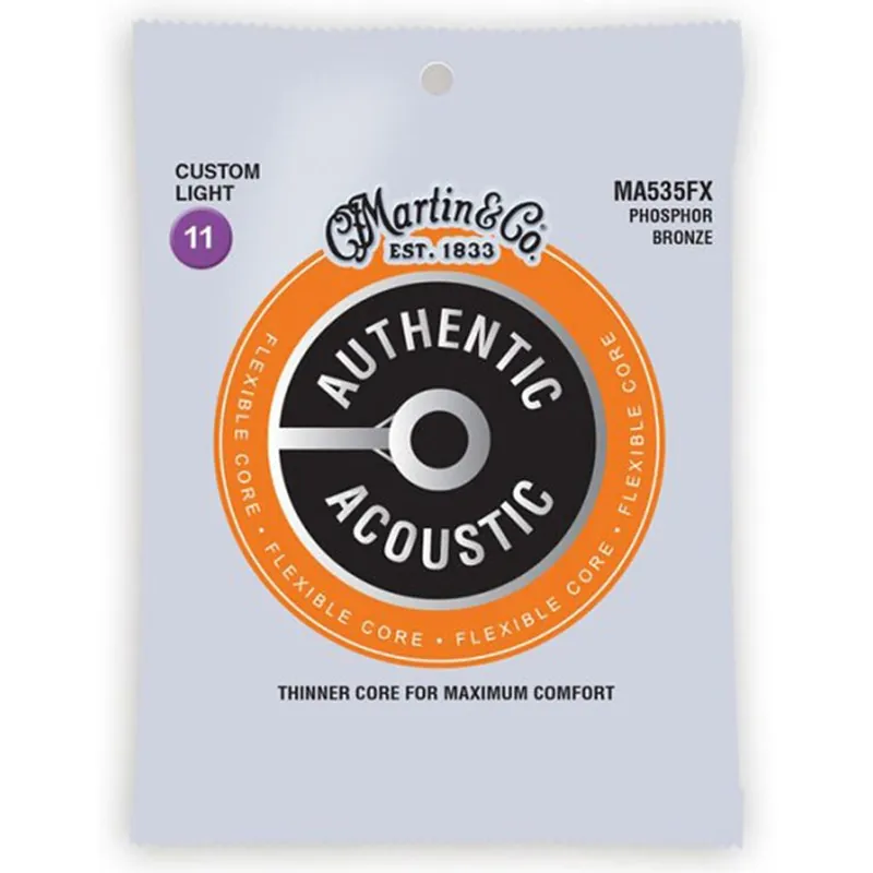 Original Martin MA535FX Tommy Emmanuel Flexible Core 92/8 Phosphor Bronze Acoustic Guitar Strings, 11-52