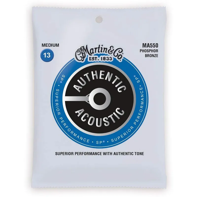Martin Guitars MA550 Authentic Acoustic SP Guitar Strings, Phosphor Bronze, Medium, 13-56 Save Now