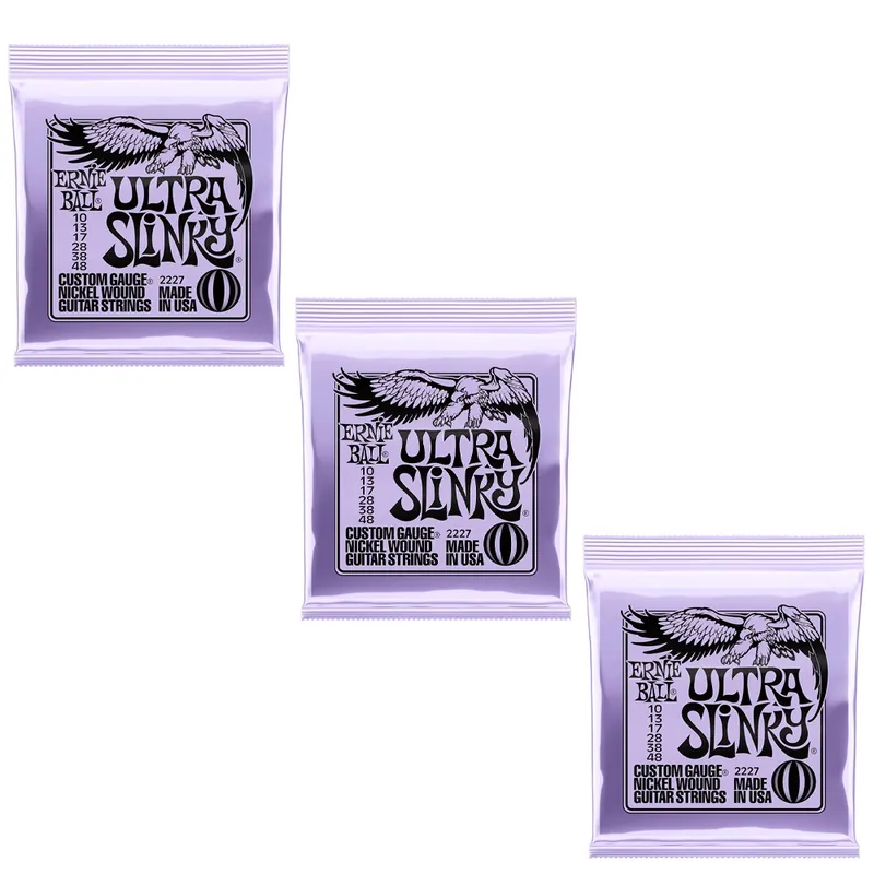 3-Pack Ernie Ball 2227 Ultra Slinky Electric Guitar Strings, Nickel Wound, 10-48 Discount