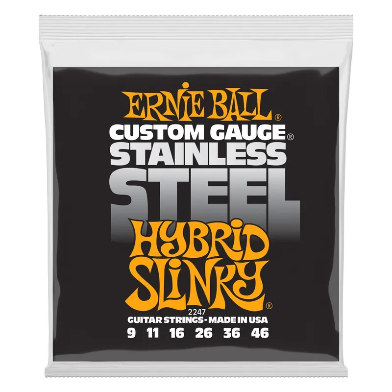 Ernie Ball 2247 Stainless Steel Hybrid Slinky Electric Guitar Strings, 9-46 Seasonal Sale