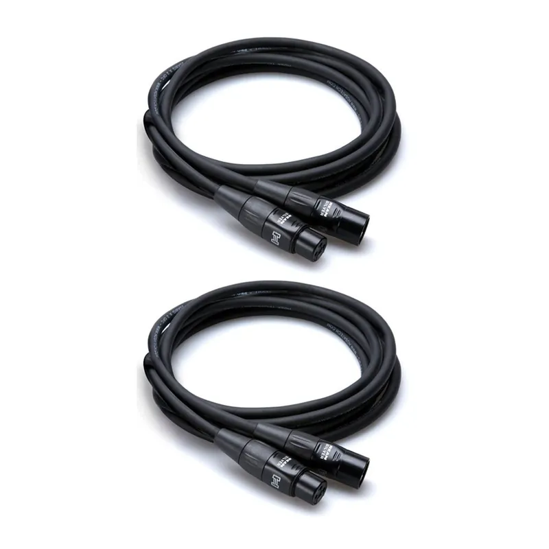 Hassle-Free Returns 2-Pack Hosa HMIC-025 Pro Microphone Cables, REAN XLR3F to XLR3M, 25ft