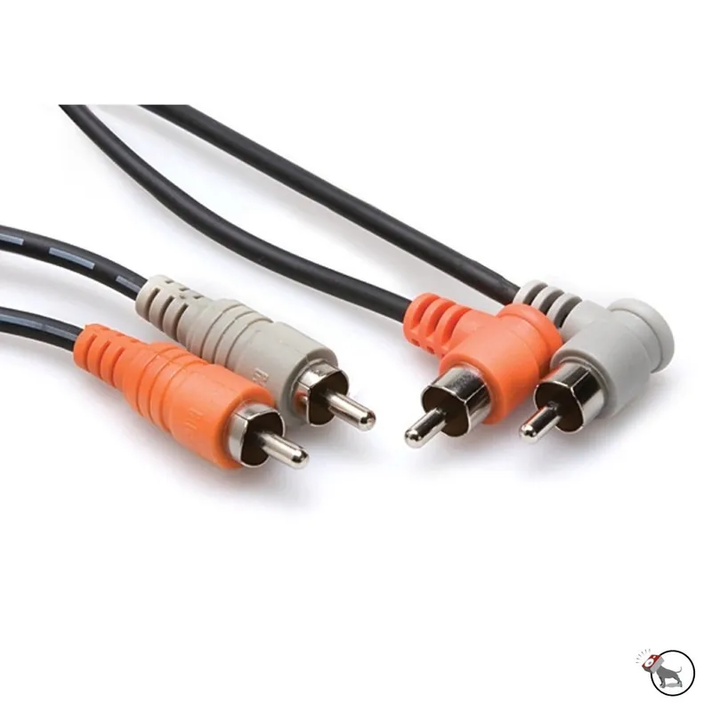Hosa CRA-202R Stereo Interconnect Dual Right-Angle RCA to Dual RCA (2m, 6.6ft) Save Now