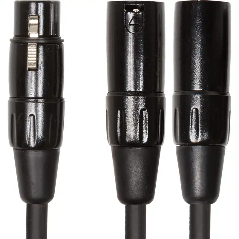 Deal Roland Black Series XLR Female to Dual XLR Male Y Interconnect Cable - 6 in