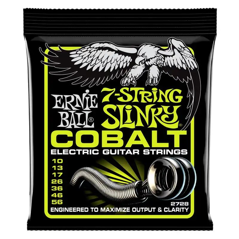 Original Ernie Ball 2728 Cobalt 7-String Regular Slinky Electric Guitar Strings (10-56)