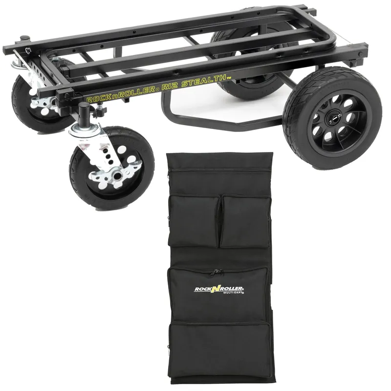 Handmade Rock N Roller Multi-Cart R12 STEALTH All-Terrain Cart, Stealth Black w/ Multi-Pocket Tool Accessory Bag