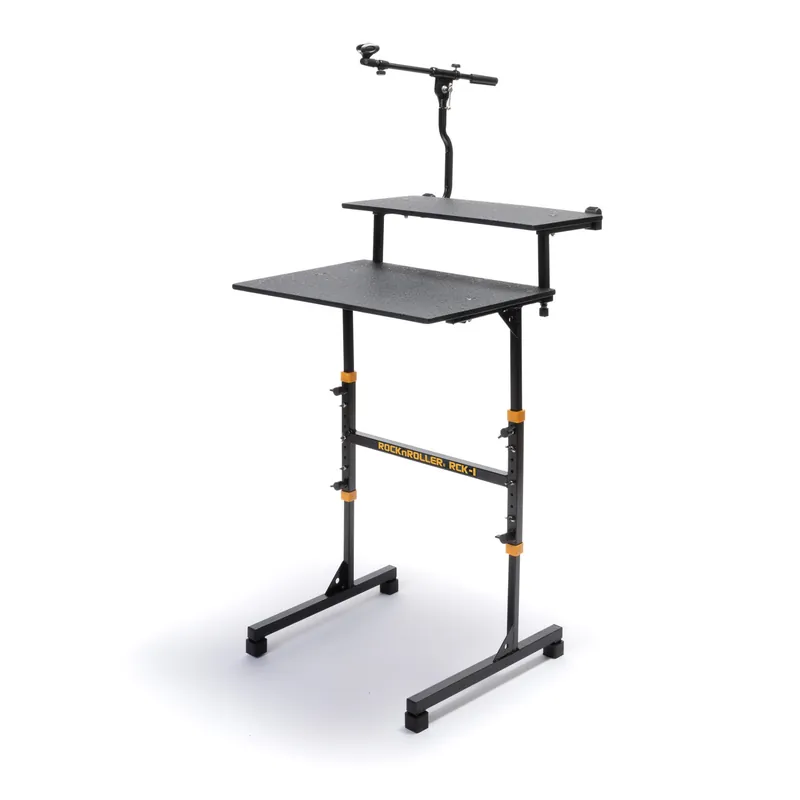 Affordable Rock N Roller RCK-1 Compact Keystand H-Frame 2-Tier Travel Keyboard Stand w/ RSHFCK1 Shelf Kit & RMBCK1 Boom Arm Full Bundle