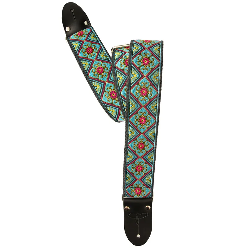 PRS Paul Reed Smith Retro Deluxe Jacquard 2Guitar Strap, Teal/Gold Flash Sale