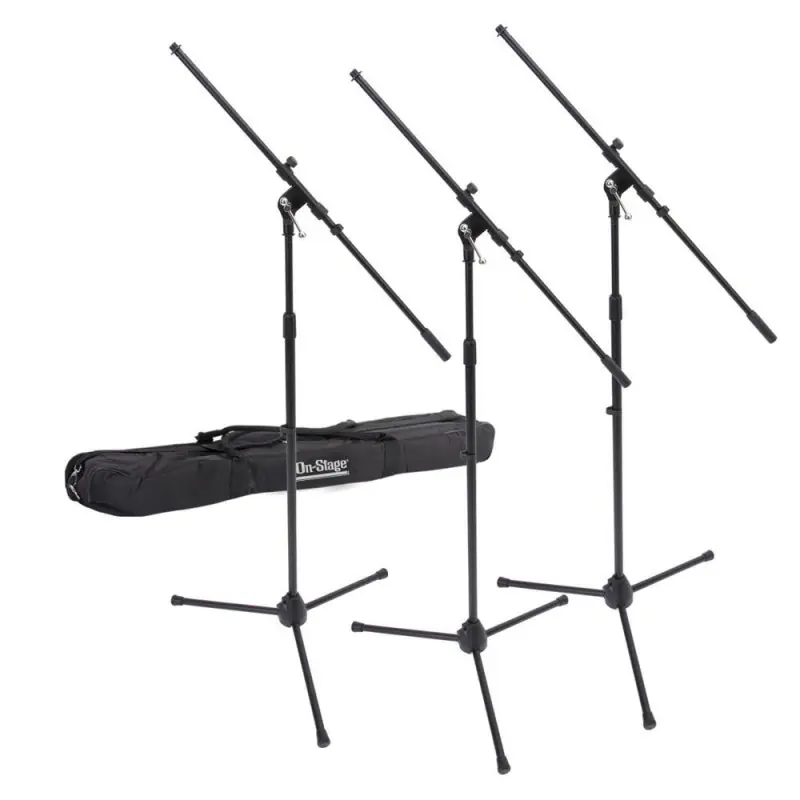 On-Stage Stands MSP7703 3-Pack of Euro Boom Mic Stands with Carrying Bag Flash Sale