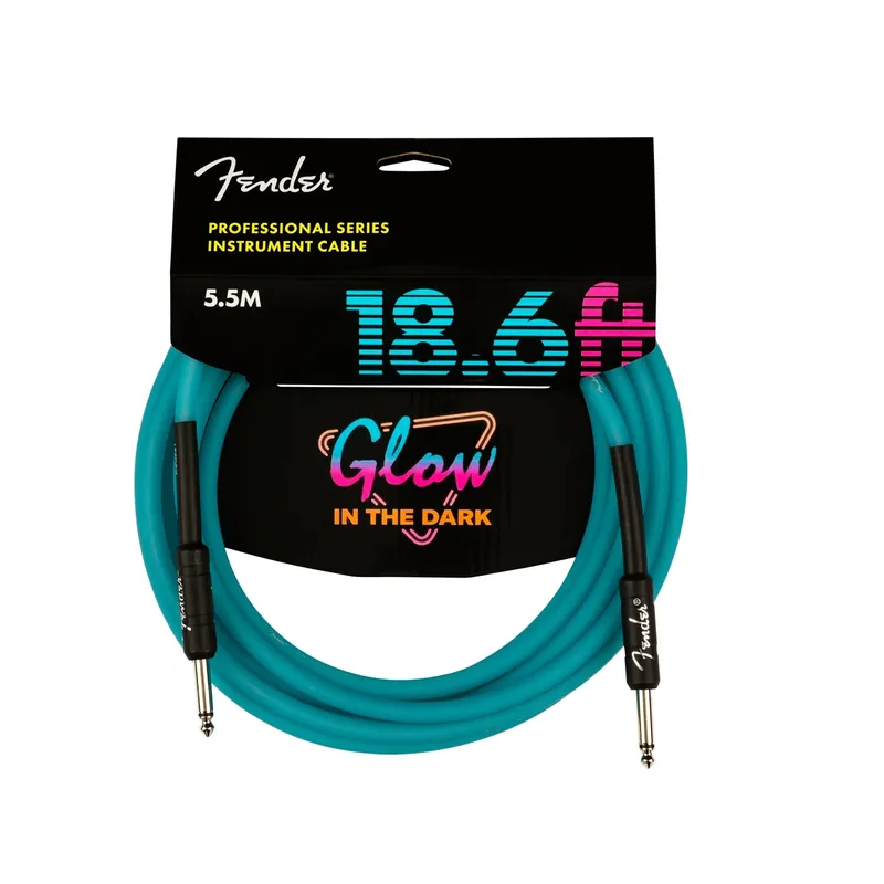 Fender Professional Glow in the Dark Guitar Instrument Cable, Blue, 18.6' Sale