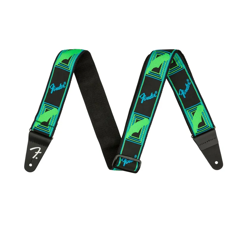 Fender 2-Inch Neon Monogrammed Guitar Strap, 34-59Long, Green/Blue Reduced Price