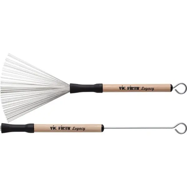 Hassle-Free Returns Vic Firth LB Retractable Adjustable Wire Legacy Brushes w/ Wood Handle