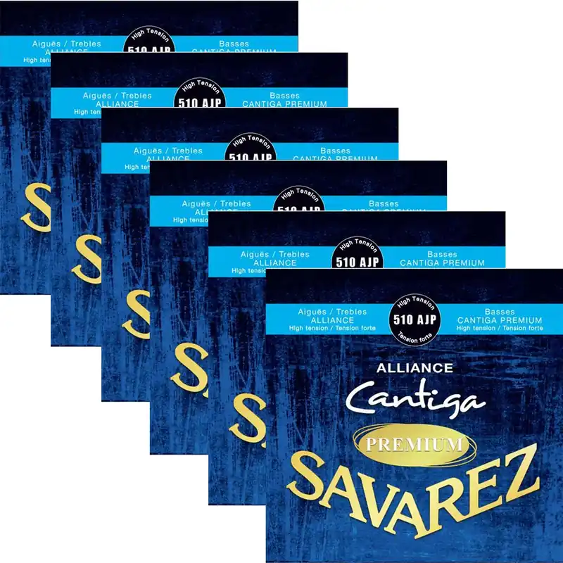 Limited Time 6-Pack Savarez 510AJP Alliance Cantiga Premium High Tension Classical Nylon Guitar Strings