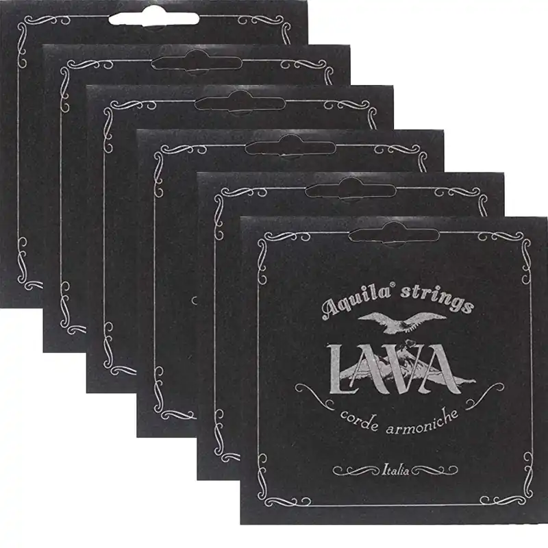 Price Drop 6-Pack Aquila USA 116U Low D Baritone Ukulele Strings w/ Wound D & G, Lava Nylgut B & E