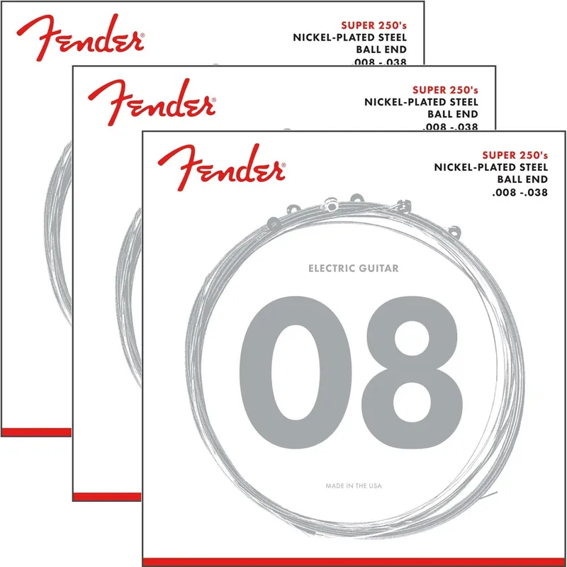 Direct From Factory 3-Pack Fender 250XS Super 250 Nickel-Plated Steel Electric Guitar Strings, 8-38