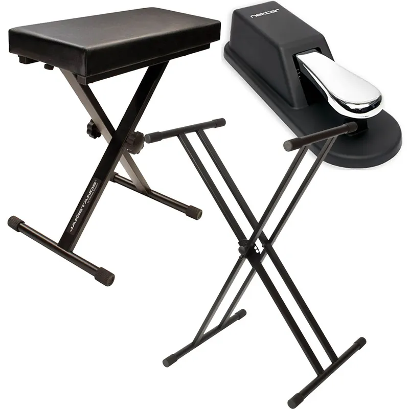 Certified Ultimate Support JamStands Keyboard Stand and Bench Bundle w/ Nektar Sustain Pedal