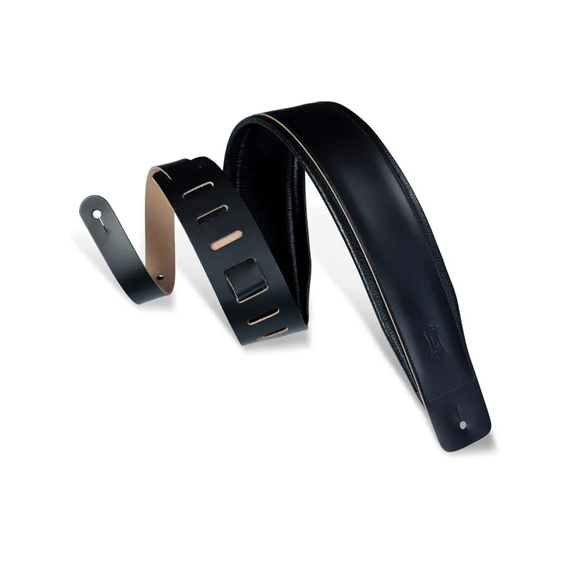 Crafted Levy's Leathers Heirloom Series DM1PD-BLK 3Wide Guitar Bass Strap, Black