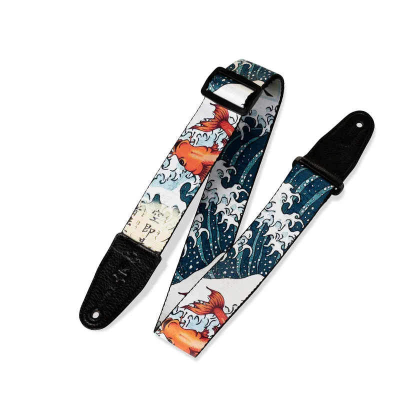 Levy's Leathers Print Series MPD2-016 2Wide Guitar Bass Strap, Waves Koi Fish Hot Picks