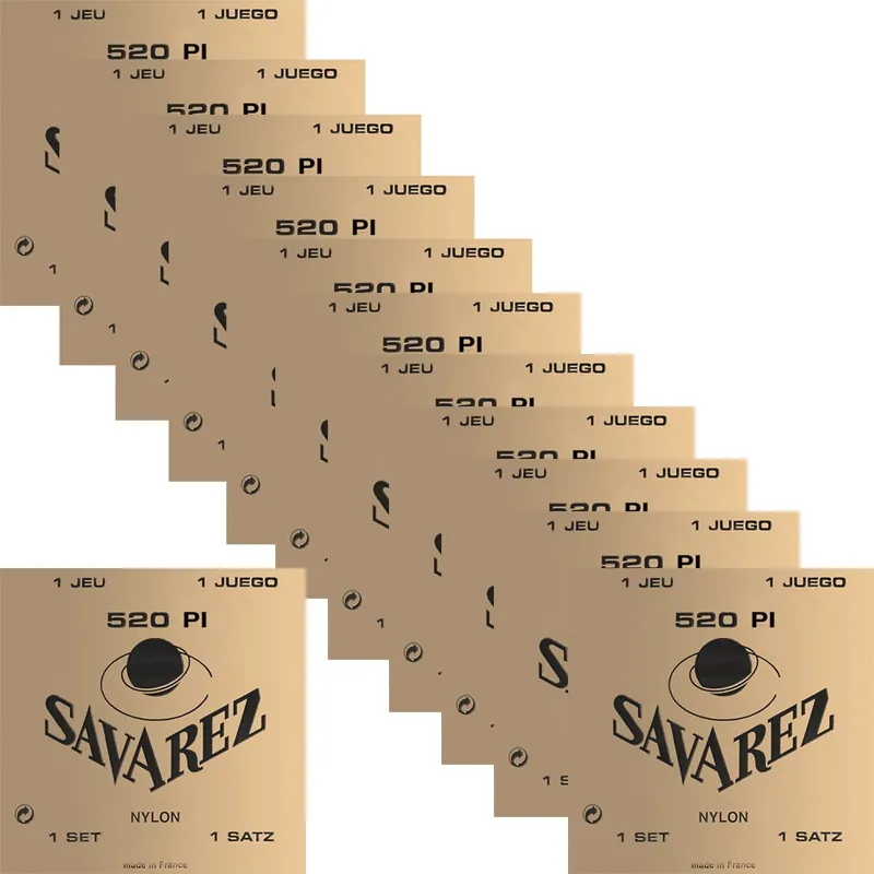 Top Pick 12-Pack Savarez 520P1 Traditional Classical Guitar Strings, High Tension, Red Card Basses