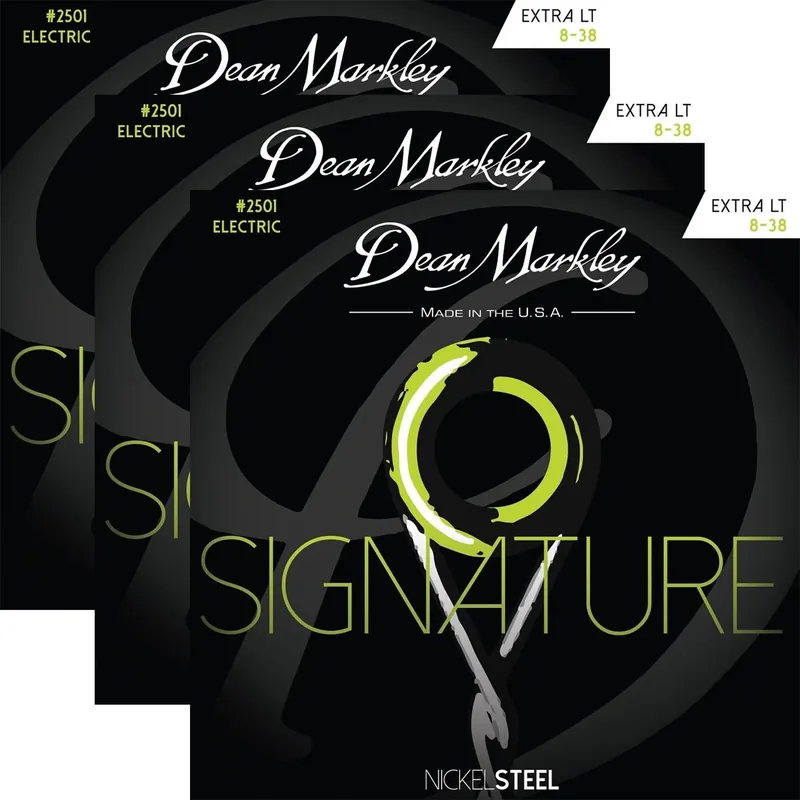 3-Pack Dean Markley 2501 Signature Series Nickel Steel Electric Guitar Strings, Extra Light, 8-38 Price Drop