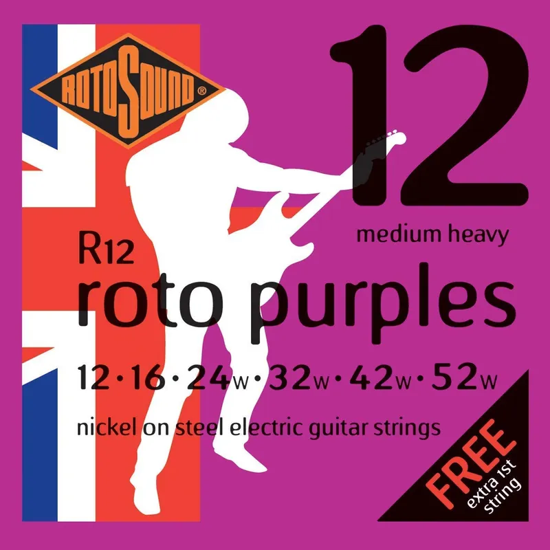 Rotosound Roto Purples R12 Nickel on Steel Electric Guitar Strings, Wound G, 12-52 Big Sale