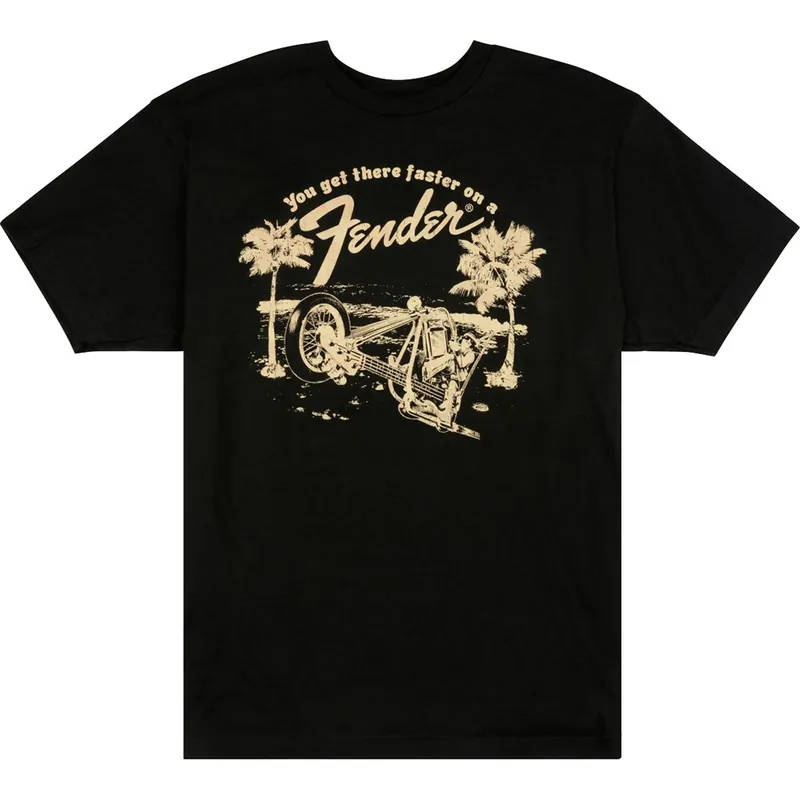 Free Delivery Fender Guitars & Amps Get There Faster T-Shirt, L Large, Black