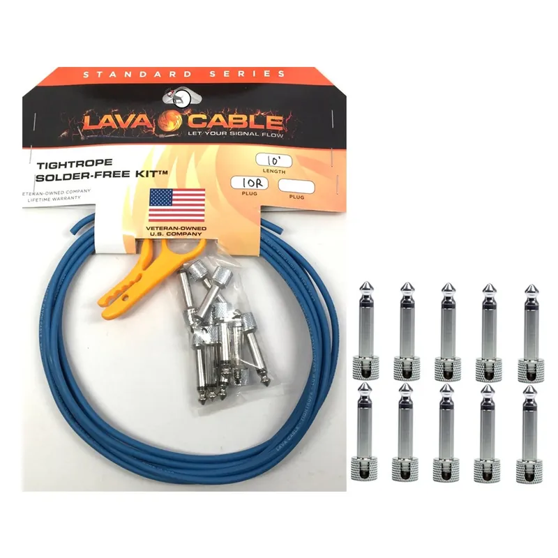 Mega Sale Lava TightRope Solderless Guitar Pedal Board Kit, 10' Cable, Blue w/ 20 Plugs