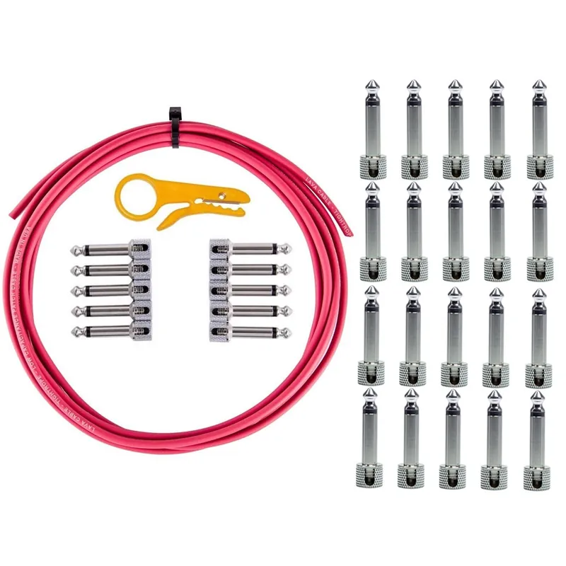 Budget Lava TightRope Solderless Guitar Pedal Board Kit, 10' Cable, Red w/ 30 Plugs