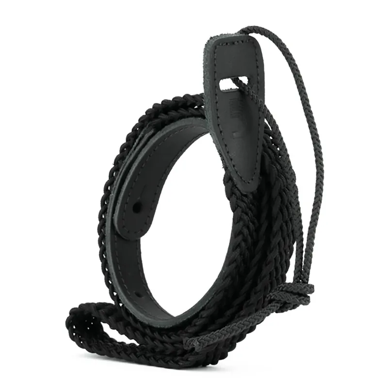 Planet Waves 10MB01 Braided Fabric Mandolin Strap, Leather Ends, Black Direct From Factory