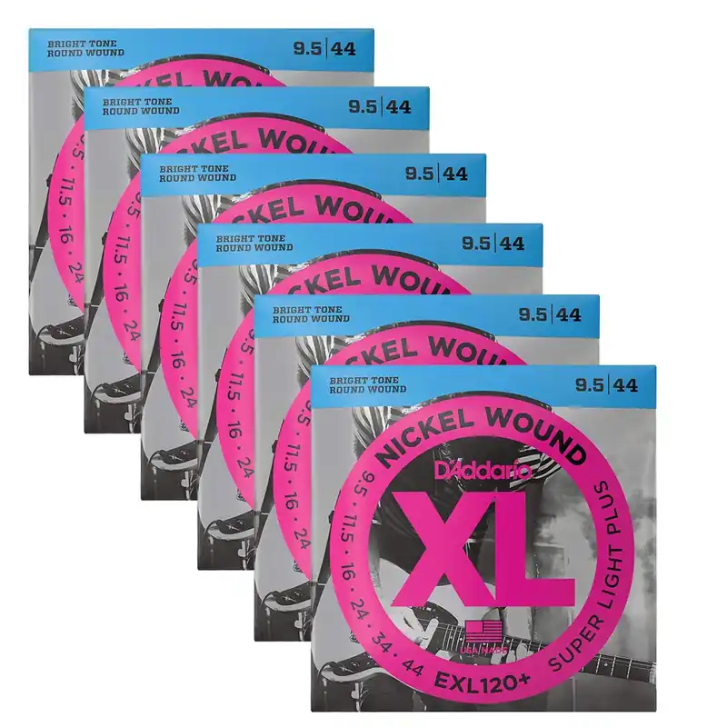 Popular 6-Pack D'Addario EXL120+ Nickel Electric Guitar Strings 9.5-44 Super Light Plus