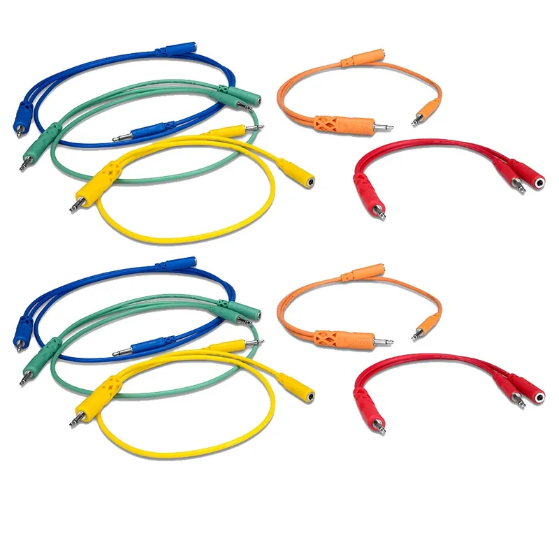 Money Back Guarantee Hosa CMM-500Y-MIX 3.5 mm TS with 3.5 mm TSF Pigtail to 3.5 mm TS Hopscotch Patch Cables, 10-Pc, Various Lengths